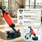 Commercial Self-Propelled Floor Scrubber Tile Polisher, 360° Rotating Cordless Carpet Extractor,43cm Dual-Brush Walk Behind Floor Scrubber Dryer, 36V Battery Grey - Image 4