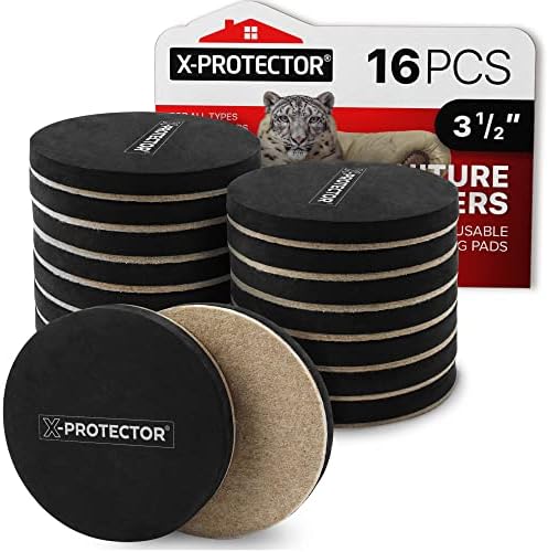 Felt Furniture Sliders Hardwood Floors X-PROTECTOR – 16 PCS 3 1/2" by X-Protector