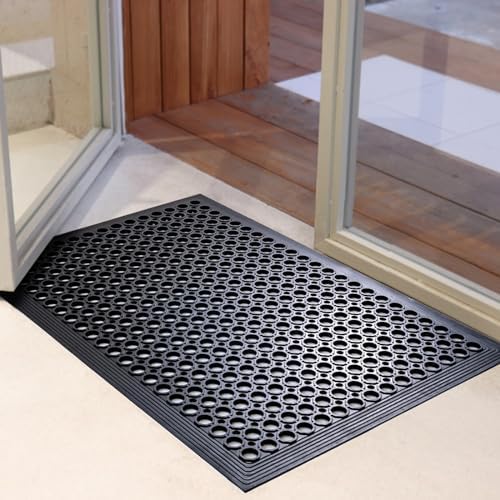 Anti Fatigue Rubber Mats - 2 Pack Restaurant Kitchen Non-Slip Bar Floor Entry Door Drainage Mats - Indoor/Outdoor Use - 36 x 60 Inches - Image 4
