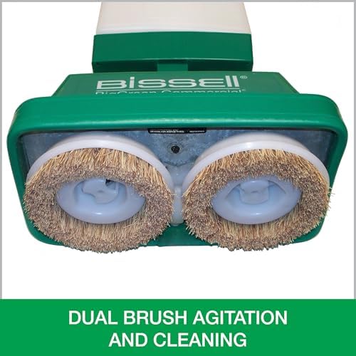 Bissell BigGreen BGFS5000 Portable Two Brush Floor Scrubber & Polisher, Polypropylene, 13"" W x 7"" D x 44"" H, White & Green - Image 5
