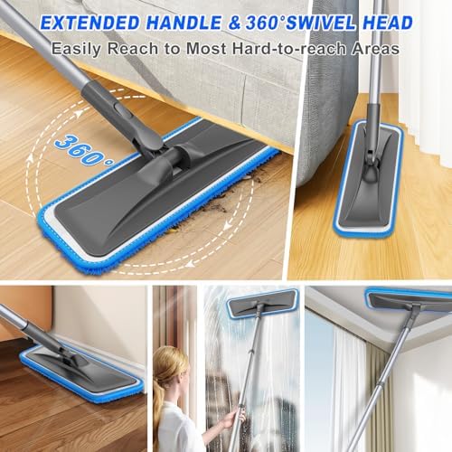 BPAWA Microfiber Mops for Floor Cleaning: Flat Mop for Hardwood Tile Wood - Image 4