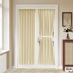 Vatge French Door Curtains - 36W x 72L Front Door Curtain Panel, Rodless Installation Door Window Curtains for Doorways, 1 Panel, W36 x L72, Light Beige by Vatge
