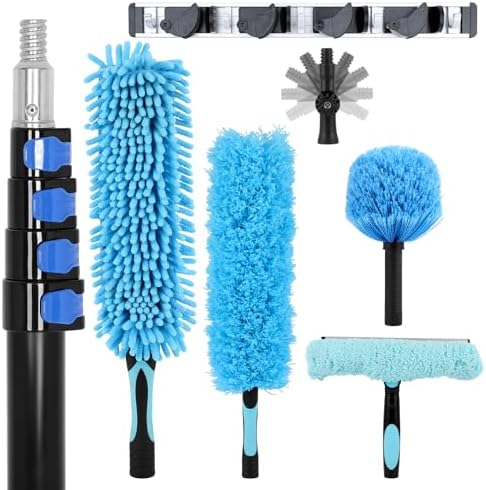 25 Foot High Reach Duster Kit for Cleaning (with 5-18ft Extension Pole) by FAHKNS
