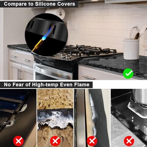 Stove Gap Covers - Stainless Steel, Stove Gap Filler | Oven Gap Cover | Heat Resistant & Easy To Clean Stove Counter Gap Cover | Gaps Filler Between Stove and Counter Guard (Black, 23.5"L, 0.9" W) - Image 4