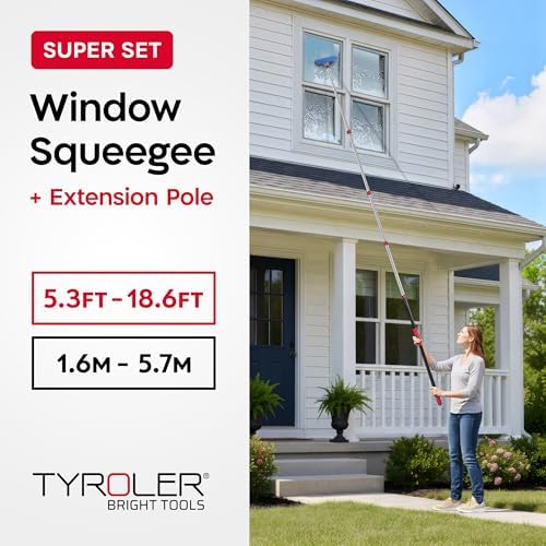 Tyroler Professional Window Squeegee with Extension Pole 6-19 ft - Image 2