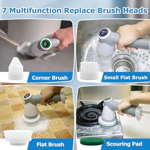 DAESUNG Electric Spin Scrubber, Power Bathroom Scrubber Cleaning Brush - Image 4