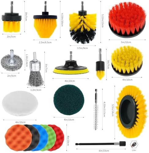 48 Pcs Drill Brush Attachments Set, Scrub Pads & Sponge & Wire Brush for Drill, Power Scrubber Brush with Extend Long Attachment, Drill Scrubber Brush Kit for Bathroom, Floor, Car, Grout - Image 6