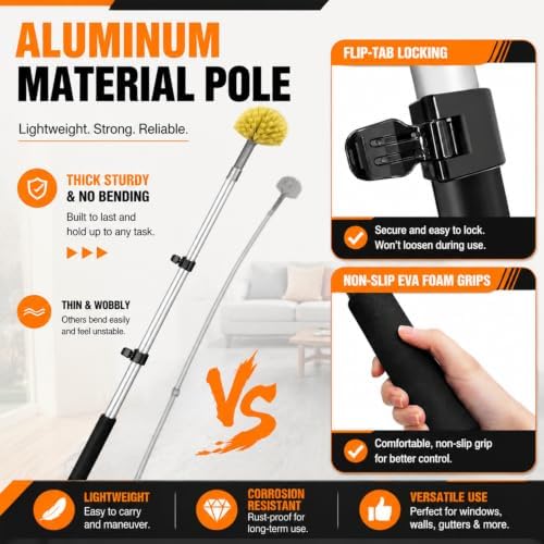 4-12Ft Cobweb Duster with 4-Stage Extension Pole for Ceiling Wall - Image 5