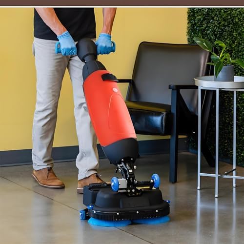 Commercial Floor Scrubber and Carpet Extractor, Self-Propelled 18”, 36V/10.5Ah Cordless with 80 Min Run, 1.7Gal Large Waste Tank 116x45x36cm Red - Image 2
