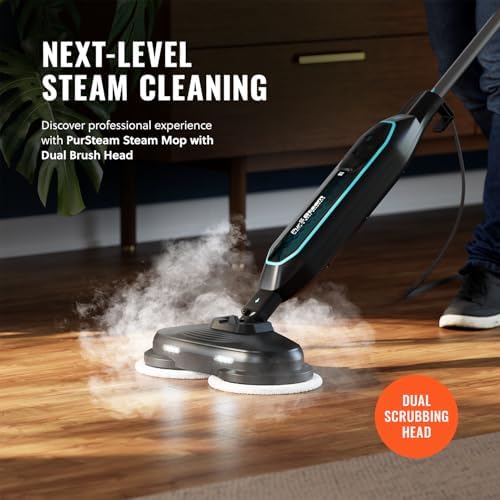 PurSteam ScrubMaster Steam Mop with Dual Scrubbing Head and LED Lights - Image 2