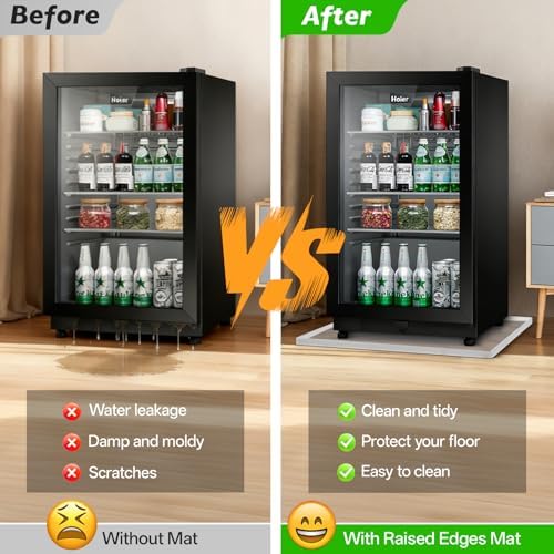 Mini Fridge Silicone Mat,19.7"x19.7"x0.5" Under Refrigerator Mat, Mini Fridge Drip Pan Prevent Water Leakage,Floor Damage,Protect Mat for Small Fridge,Refrigerator,Freezer-Translucent - Image 4