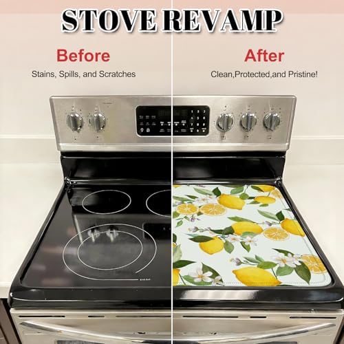 Lemon Blossom Stove Top Cover for Electric Stove, Lemon Fruit Covers for Electric Stove, Rubber Dish Drying Mat, Glass Cooktop Covers, Flat RV Range top Mats, 28"x20" - Image 4