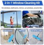 65'' Window Washing Kit with Extension Pole, 2-in-1 Window Cleaning Kit with Scrubber and Rotating Head, Window Cleaner Tool for Shower Rooms, Glass, Floors, Tiles, Walls, Car Windshields - Image 6