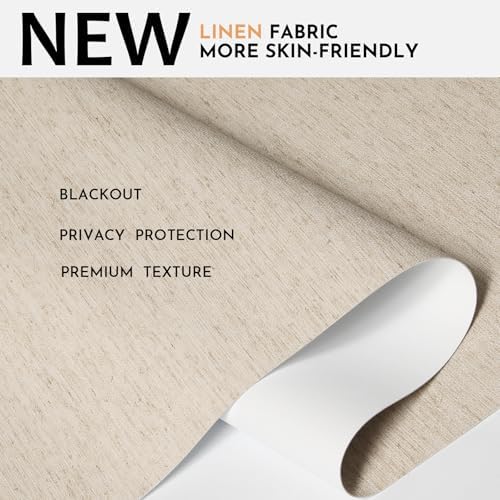 Persilux Blackout Roller Shades for Window Blinds,Cordless,Linen Fabric,Thermal Insulated Fabric UV Protection Shades for Home,Office,Bedroom,Door,Blackout-Beige,32" W X 72" H - Image 2