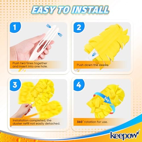 KEEPOW 20 Pcs Refills Compatible with Swiffer Duster, 360 Heavy Duty Fleece - Image 4