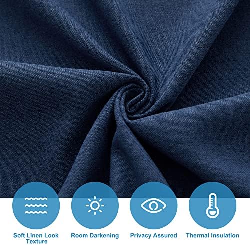 RYB HOME Privacy Door Window Curtains, Rich Linen Texture Room Darkening Window Curtains and Drapes Thermal Insulated Tricia Door Blinds for Patio Doorway, W26 x L80 inch, 1 Panel, Blue - Image 5