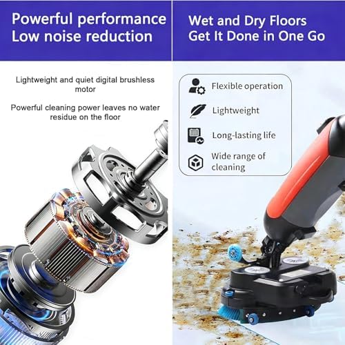 Floor Machine,Walk-Behind Commercial Floor Scrubber,Dual Brush Heads for Cleaning (43cm/16.9in Cleaning Width),Working Efficiency (12000ft²/h),for Restaurants/garages/Gyms Grey - Image 6