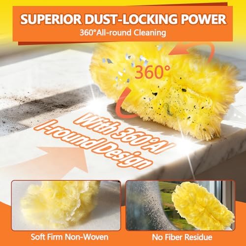 Heavy Duty Duster Refills for Swiffer Duster (40 Count) | 360° Unscented Disposable Multisurface Dusters with 1 Handle- for Home, Blinds, Fans & Corners, Yellow - Image 3
