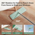 JOYMOOP Flat Mop System, Microfiber Mop and Bucket Set, Green, Commercial & Household Floor Cleaning Mop with Long Handle, Includes 3 Reusable 15" Pads - Image 6