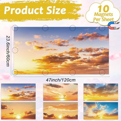 6 Pcs Fluorescent Light Covers with 60 Magnets Decorative for Classroom Ceiling Lights 4 x 2 Feet Magnetic Light Cover Filter Easy Install for Office Hospital Home Ceiling Supplies (Orange Sky) - Image 2