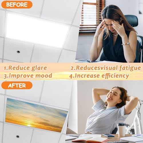8 Pcs Fluorescent Light Covers with 80 Magnets Decorative for Classroom Ceiling Light 4 x 2 Feet Magnetic Light Covers Filter Easy Install for Office Hospitals & Home Drop Ceiling Supplies (Sunrise) - Image 3