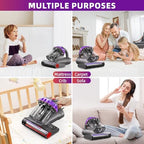 Mattress Vacuum Cleaner - 16Kpa Bed Vacuum with 253.7nm UV-C Light, 140°F Heat Ultrasonic & Hepa Filter, 500W Handheld Couch Cleaner with 3L Dust Cup for Pet Carpet Sofa Hair (D-Purple/Corded) - Image 5