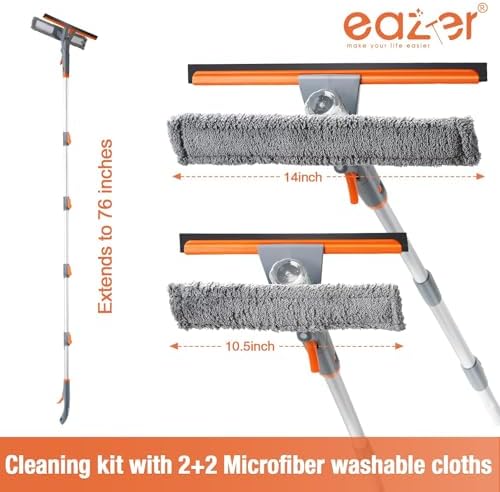 Eazer 76" Spray Window Washing Kit with Extension Pole & Streak-Free Pads - Image 2