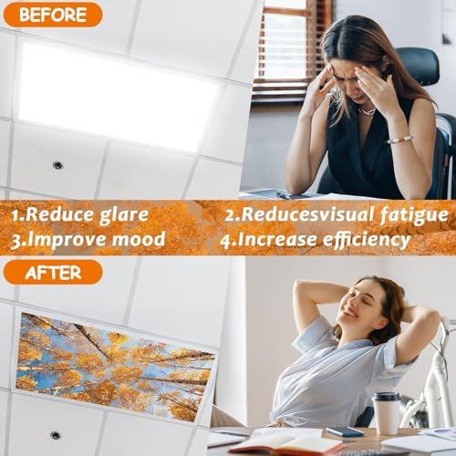 4 Pcs Fluorescent Light Covers with 40 Magnets Decorative for Classroom Ceiling Light 4 x 2 Feet Magnetic Light Covers Filter Easy Install for Office Hospitals & Home Drop Ceiling Supplies (Season) - Image 3