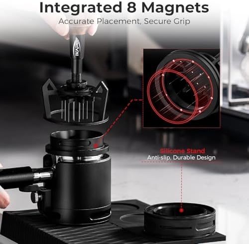 IKAPE Espresso Coffee V3 WDT Tool, 54mm Stirrer Distribution Tool, Equipped with 10-needle Stirrer, Adjustable Needle Height, Coffee Stirrer with Dosing Funnel & Stand - Image 5