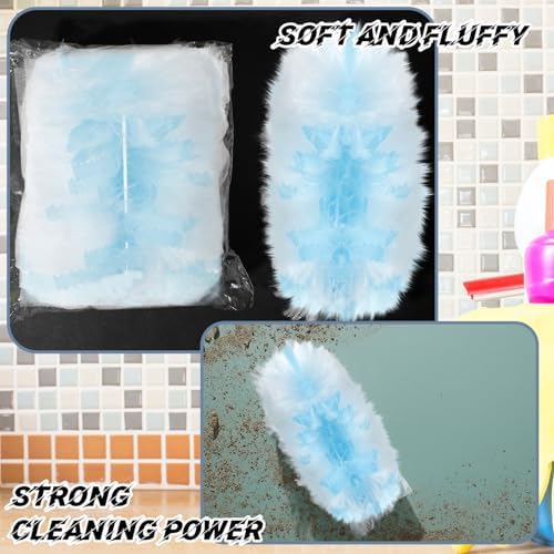 Vesici 300 Pcs Duster Refills Compatible with Swiffer Dusters Bulk Disposable Replacement Thickened with 1 Handle Heavy Duty for Cleaning, Office (Blue) - Image 4