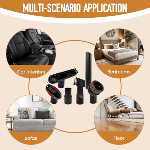 6Pcs 1-1/4'' Vacuum Hose Brush and Connector Attachment Kit - Image 7