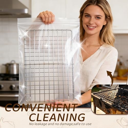 Oven Rack Cleaner Kit With Bags, No Scrub Oven Rack Cleaner Bags, Reusable And Leak-Proof, Environmental Friendly, Suitable For Cleaning Of Various Sizes (Bags + Cleaner Kit) - Image 2