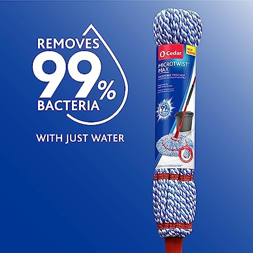 O-Cedar MicroTwist MAX Microfiber Twist Mop with 1 Extra Refill | Features Hands-Free Wringing | Extra Large 18-Inch Mop Head | Safe on All Floor Types,Red - Image 2