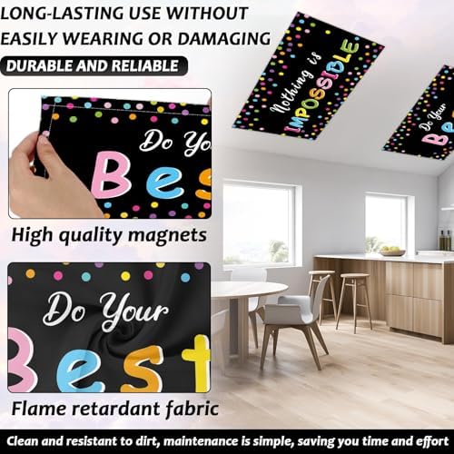 8 Pcs Fluorescent Light Covers with 80 Magnets Decorative for Classroom Ceiling Light 4 x 2 Ft Magnetic Light Cover Filter Easy Install for Office Hospitals Home Drop Ceiling Supplies (Black Confetti) - Image 3
