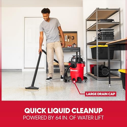 Vacmaster VCM811PF 1101 8-Gal 3.5 Peak HP Wet/Dry Vac Red - Image 6