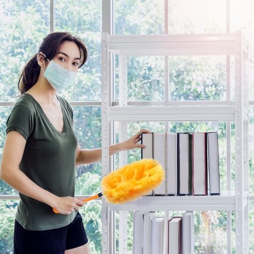 Vesici 100 Pcs Duster Refills Compatible with Swiffer Dusters Bulk Disposable Replacement Thickened with 1 Handle Heavy Duty for Cleaning, Office (Orange) - Image 2