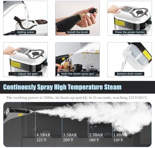 Powerful 2500W Handheld Steam Cleaner,15s Fast Heat-Up High-Pressure Steam - Image 5
