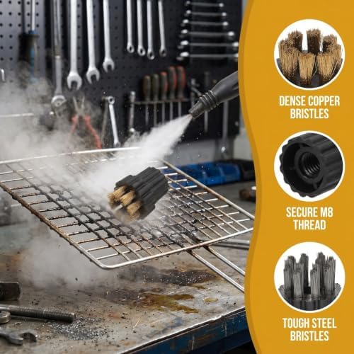 Sosoport 10Pcs Steam Cleaner Brush Heads Replacement Parts Copper Steel Multifunctional Small Cleaning Brush for Portable Steam Cleaner Household Use - Image 5