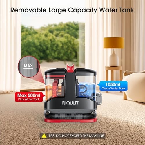 Portable Spot Cleaner Machine for Carpet and Upholstery - 15Kpa Deep Spot Cleaning for Area Rugs, Pets, Car, Couch Cleaner Machine with Dual Size BrushHead & Self-Cleaning System for Stairs/Furniture - Image 4