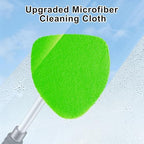 JUSTTOP Windshield Cleaner Tool, Car Interior and Exterior Window Cleaning Kit with Extendable Handle & 4 Reusable Microfiber Pads, Auto Glass Wiper Brush Kit for Car & Home Windows (Green) - Image 2