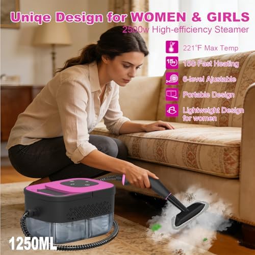 Portable Steam Cleaner for Cleaning with 16pcs Accessories, 6-Level Adjustable, 15s Heat-Up, Handheld Steam Cleaner for Home, Tile, Grease, Dirt, Car Detailing, Lightweight Design for Women& Girls - Image 4