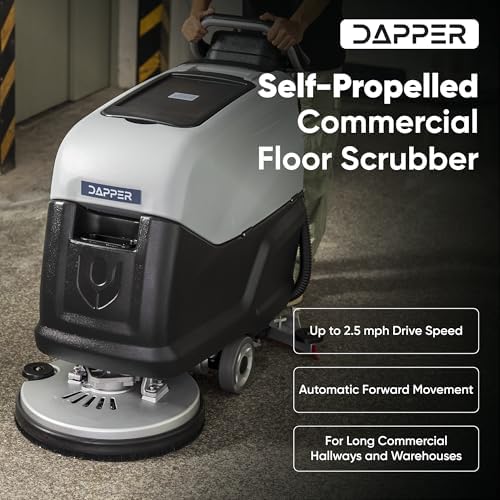 Battery Powered Self Propelled Walk-Behind Floor Scrubber Polisher Machine, 20" Cleaning Path,14.5/17 Gal Tanks, 4Hr Runtime, Up to 2.5 MPH Speed Includes 2 Brushes & 3 Scouring Pads – 2-Year Warranty - Image 3