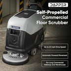 Battery Powered Self Propelled Walk-Behind Floor Scrubber Polisher Machine, 20" Cleaning Path,14.5/17 Gal Tanks, 4Hr Runtime, Up to 2.5 MPH Speed Includes 2 Brushes & 3 Scouring Pads – 2-Year Warranty - Image 3