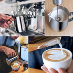 Milk Frothing Pitcher, 8.5oz/12oz/20oz/32oz/50oz/66oz Milk Frother Cup Stainless Steel, Espresso Accessories, Milk Steaming Pitchers Coffee Cappuccino Latte Art Barista Milk Jug Cup with Art Pen,12oz - Image 2