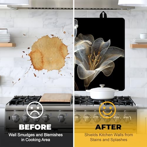 NYZE Stove Top Cover for Electric Stove 28x20 Inch Silicone Stove Topper & Protector, Scratch-Resistant Decorative Kitchen Mat for Electric/Glass Stove Top (Transparent Lily) - Image 6