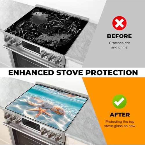 Heat-resistant Stove Top Cover - 28.5" X 20.5" Cooktop Protector Covers, Scratch-resistant Washable Pad Kitchen Countertop Mat (Ocean, 28.5" x 20.5") - Image 5