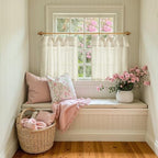 jinchan Linen Tier Kitchen Curtains, 30x24, 2 Panels, Natural - Image 3