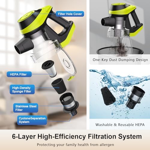 Intercleaner 23Ft Corded Vacuum Cleaner,2 Operation Mode Powerful Suction Stick,19''-30'' Adjustable Tube Handheld Vac for Hard Floors Carpets Pet Hair,Wall Mount Storage - Image 6