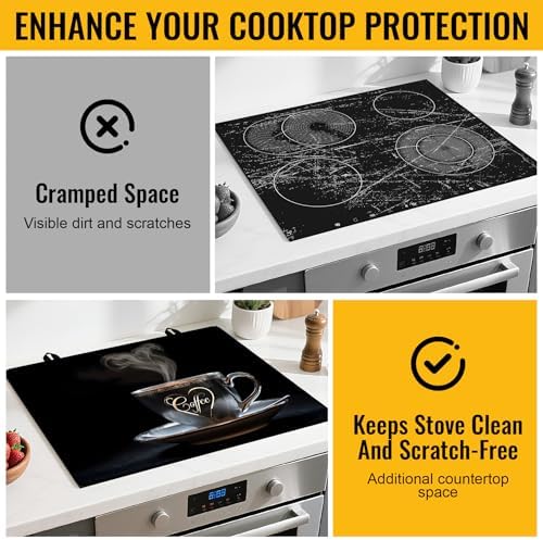 NYZE Stove Top Cover for Electric/Glass Stove, Flat Top Cooktop Protector, Electric Cooktop Cover, Extra Counter Space for Kitchen (Coffee) - Image 5