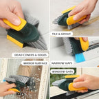 4 in 1 Grout Cleaning Brush with Scrape, V Shape Grout Cleaner Brush for Tile Floors, Tile Grout Brush with Stiff Bristles for Shower, Bathroom, Corner, Baseboard, Kitchen, Household - Green - Image 3